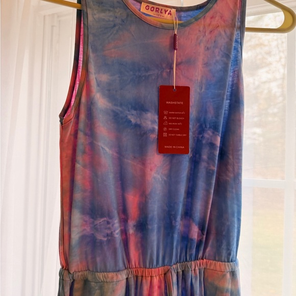 Gorlya Women's Tie-Dye Jumpsuit - Blue and Pink - Picture 2 of 8